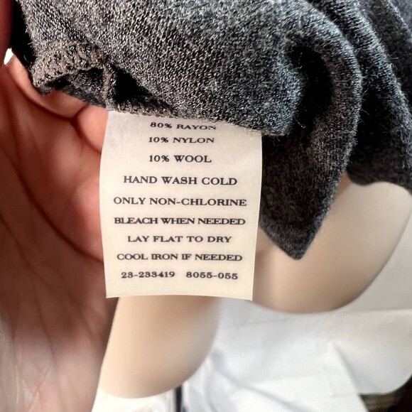 M Ann Taylor Wrap Around Neck Tie Long Sleeve Blouse Gray Size Medium Neutral - Picture 9 of 10